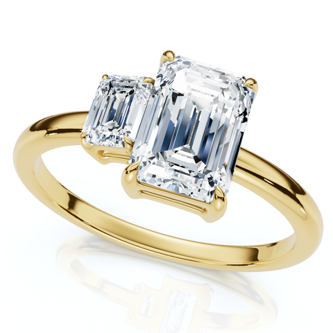 1 1/4Ct Emerald Cut Toi et Moi Diamond Ring Lab Grown