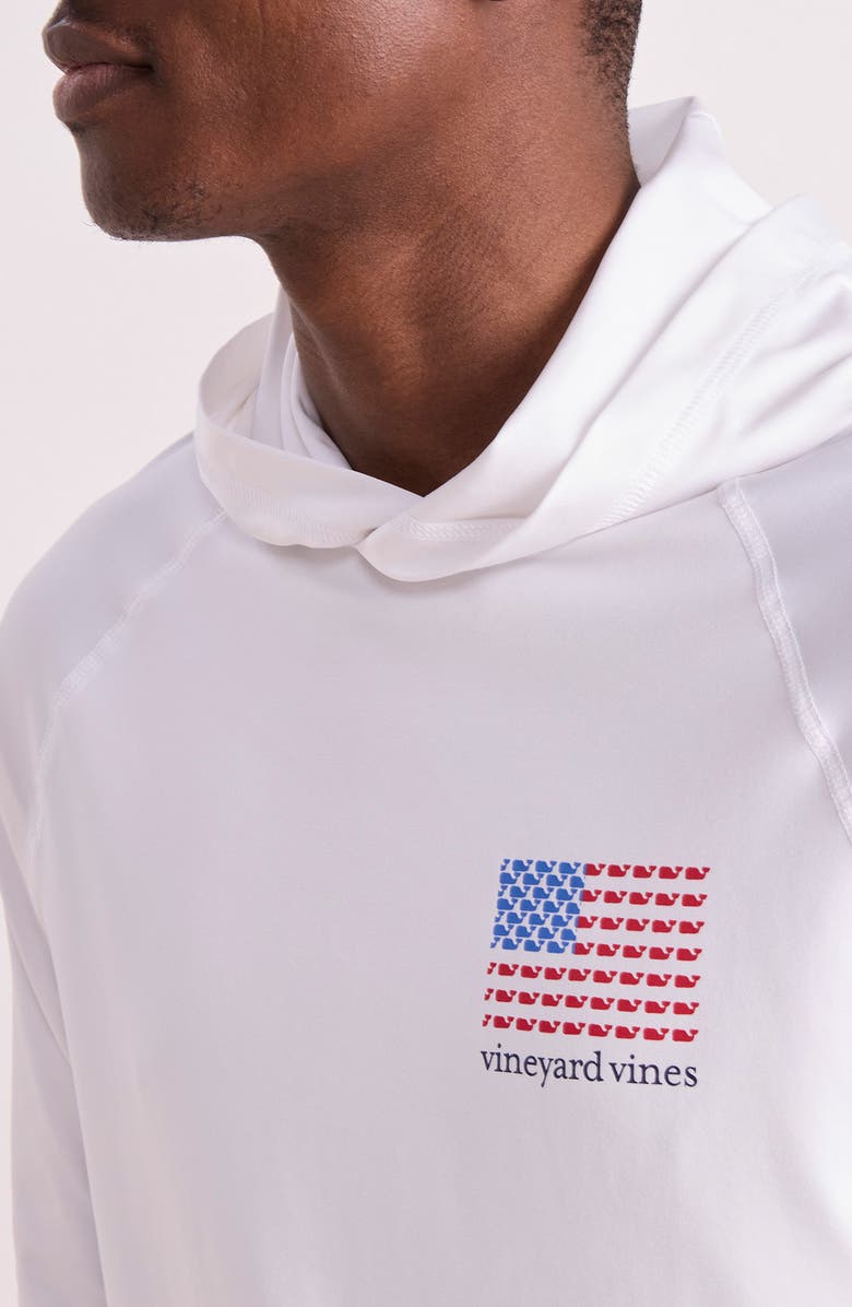 vineyard vines Whale Flag Long Sleeve Hooded Rashguard, Alternate, color, 