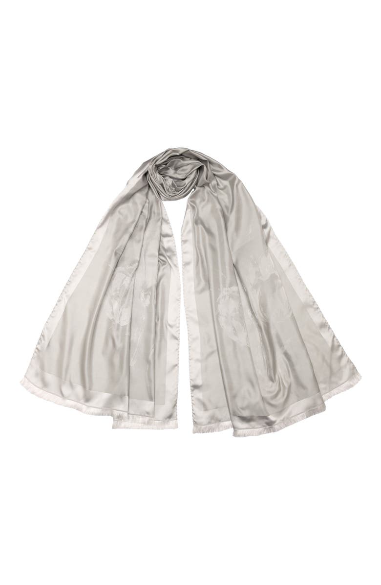 Elizabetta Fortuna - Silk Scarf/Shawl for Women, Main, color, Silver Pearl