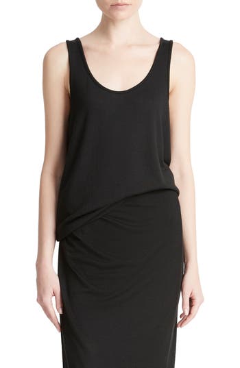 Vince Relaxed Scoop-neck Tank In Black In Black