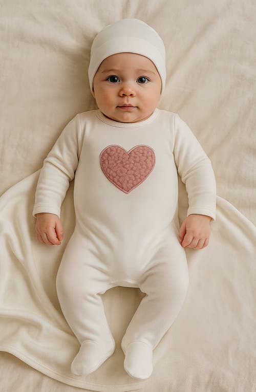 Maniere Manière Heart Appliqué Footie In Gray