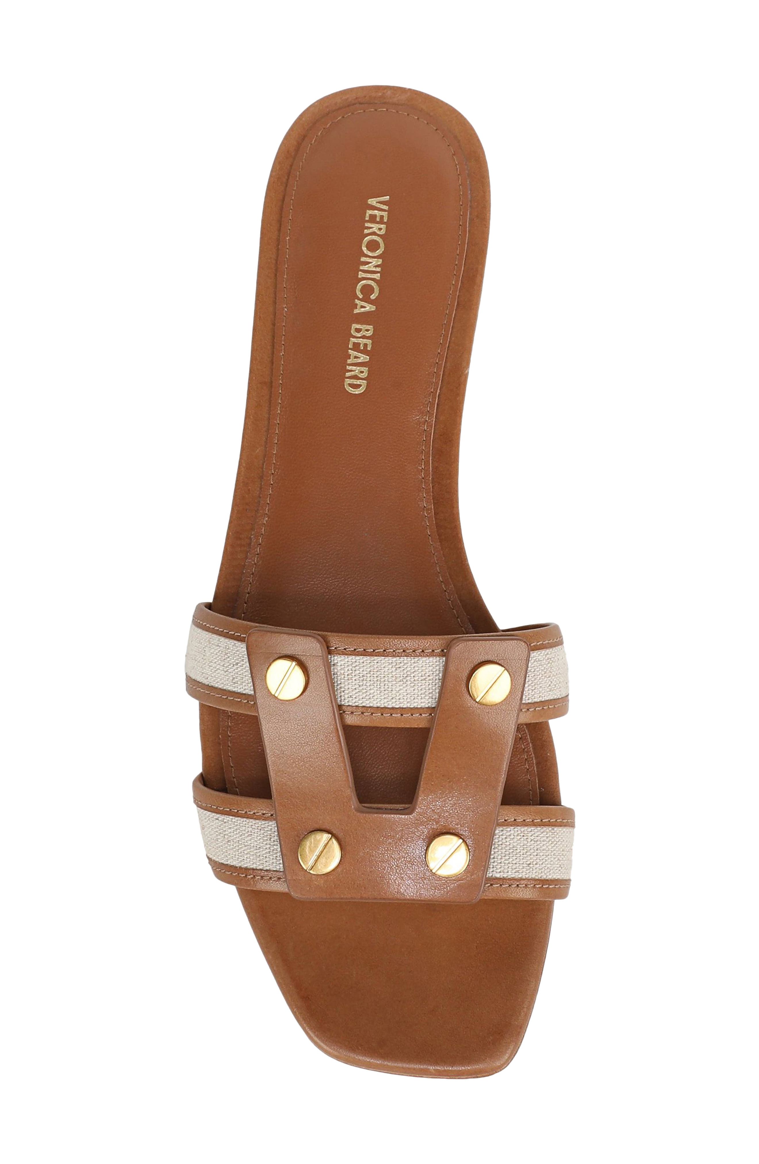 Via Mixed Media Slide Sandal, Alternate, color, HONEY/ NATURAL