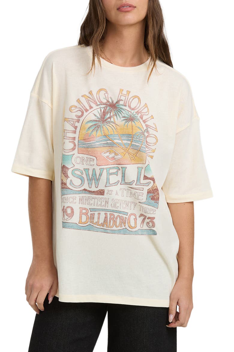 The Sun Rises Oversize Cotton Graphic T-Shirt, Main, color, WHITE CAP