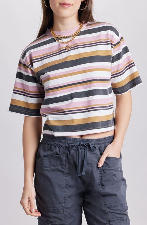 Lewiston Nila Stripe Crop Cotton Jersey T-Shirt