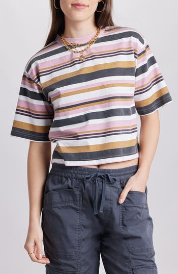 Unionbay Lewiston Nila Stripe Crop Cotton Jersey T-shirt In Multi