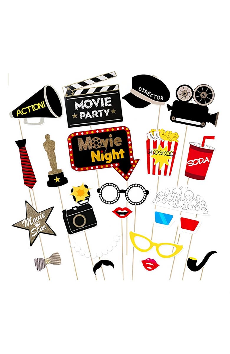 Zink Hollywood Photo Booth Bundle with Backdrop and Props, Alternate, color, Multicolor