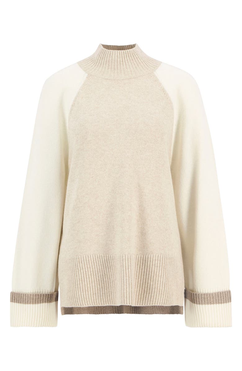 Barbour Wren Colorblock Mock Neck Sweater, Alternate, color, Oat Multi