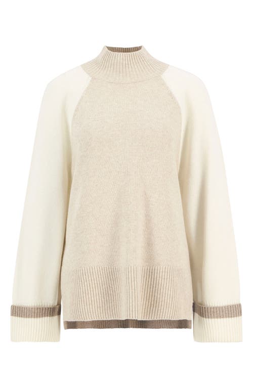 Barbour Wren Colorblock Mock Neck Sweater In Neutral