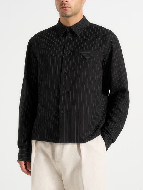 Arlo Pinstripe Cropped Long Sleeve Shirt