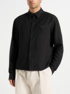 Manière De Voir Arlo Pinstripe Cropped Long Sleeve Shirt