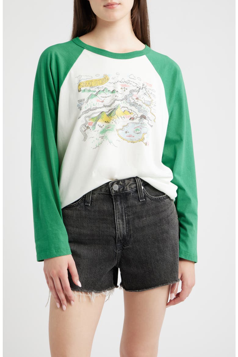 Map of Nowhere Oversized Raglan Graphic Tee, Main, color, GREEN BRIAR COMBO