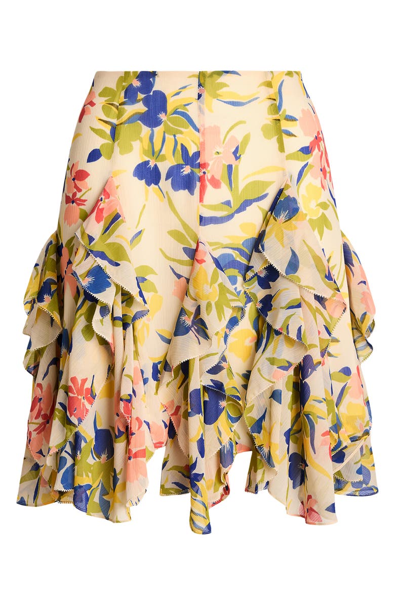 Lauren Ralph Lauren Floral Crinkle Skirt, Alternate, color, Cream/ Blue Multi