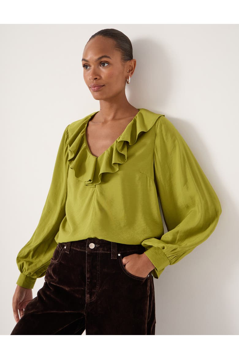 Air Flow Ruffle Blouse, Alternate, color, Olive Green
