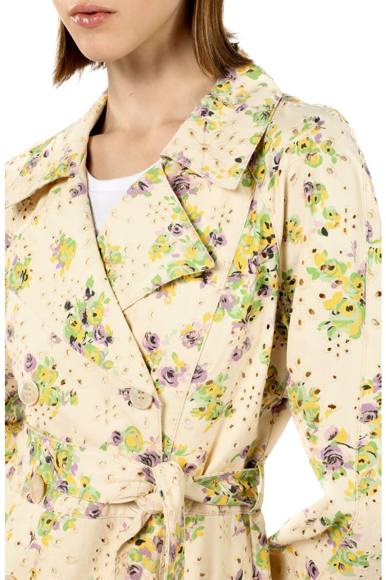 Rosies Posies Eyelet Trench Coat, Alternate, color, Lavender Multi