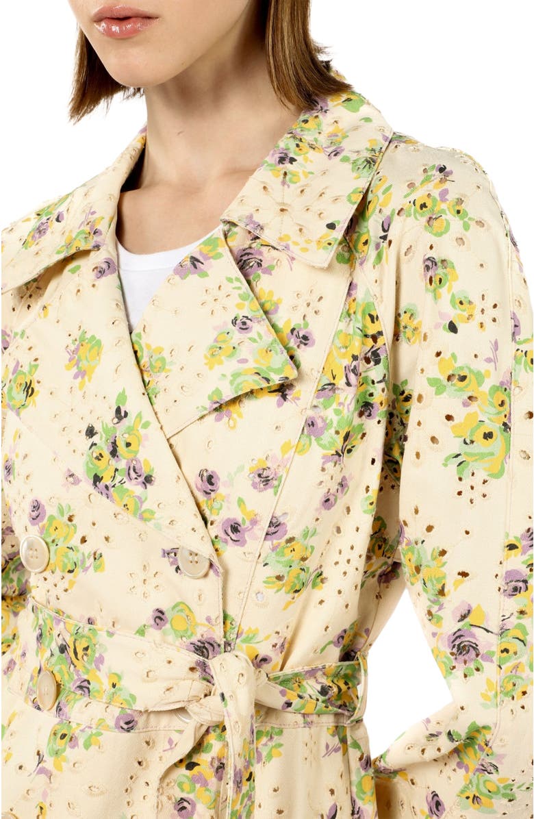 Anna Sui Rosies Posies Eyelet Trench Coat, Alternate, color, Lavender Multi