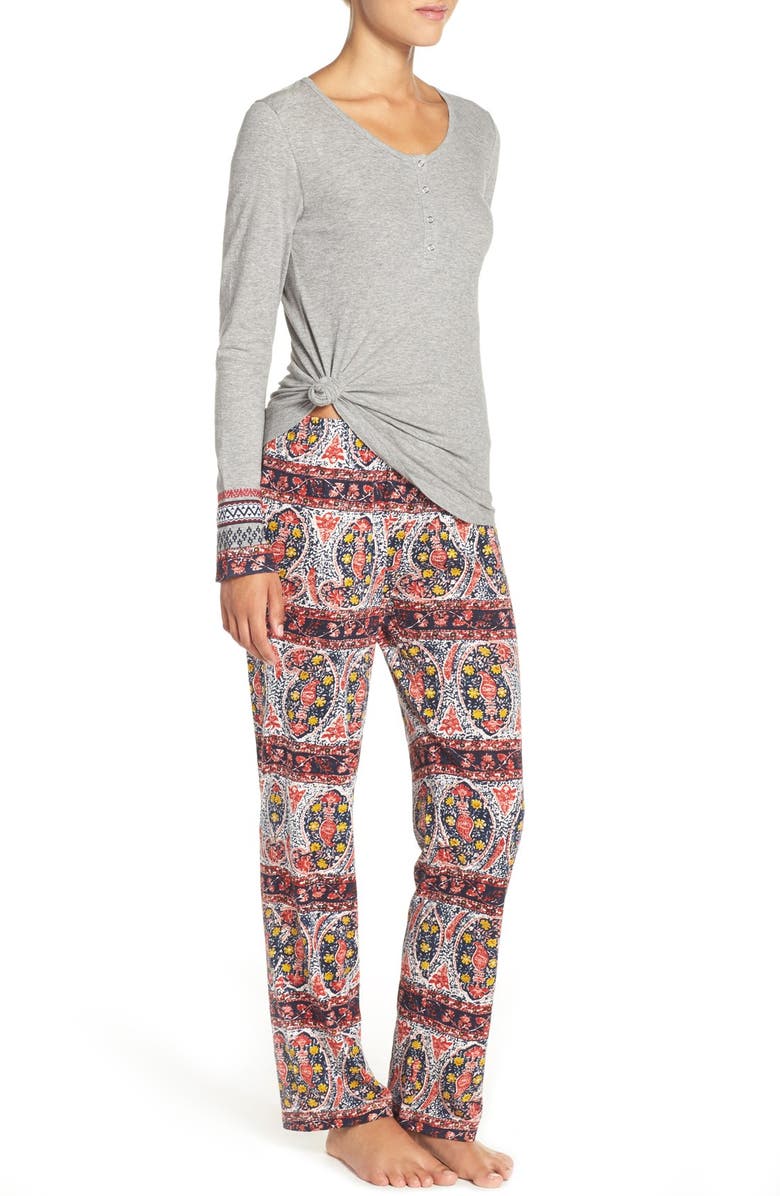 Lucky Brand Henley Pajamas, Alternate, color, Paisley Stripes