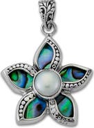 SAMUEL B. Sterling Silver Abalone & Pearl Flower Pendant