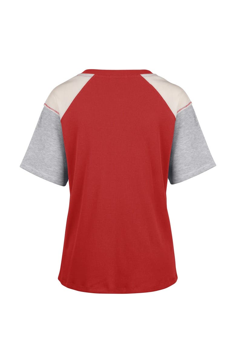 '47 Women's '47 Scarlet Ohio State Buckeyes Underline Harvey Colorblock Raglan Henley T-Shirt, Alternate, color, 