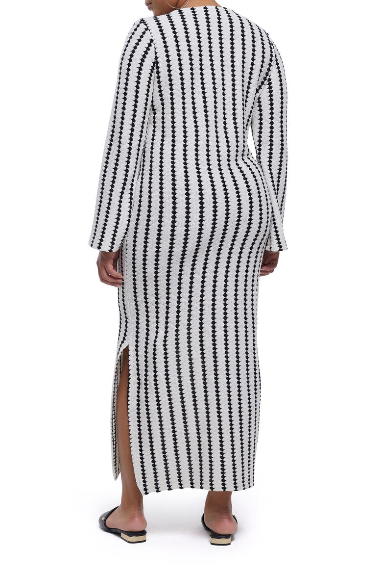 Stripe Long Sleeve Knit Midi Dress, Alternate, color, CREAM