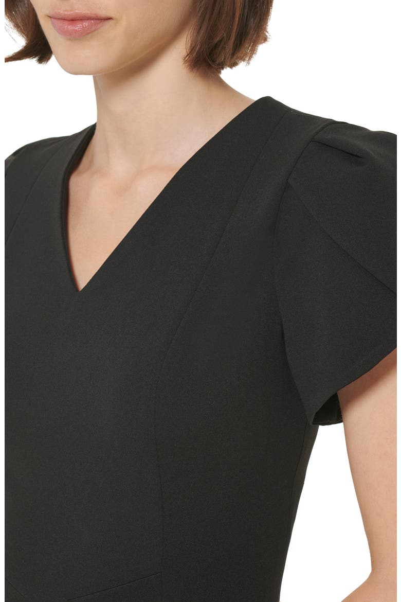 Tulip Sleeve A-Line Midi Dress, Alternate, color, BLACK