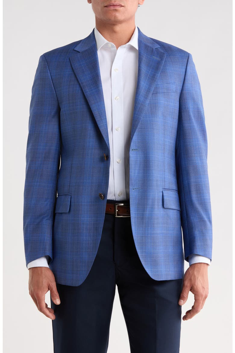 Mid Blue Plaid Wool Sport Coat, Main, color, MEDIUM BLUE