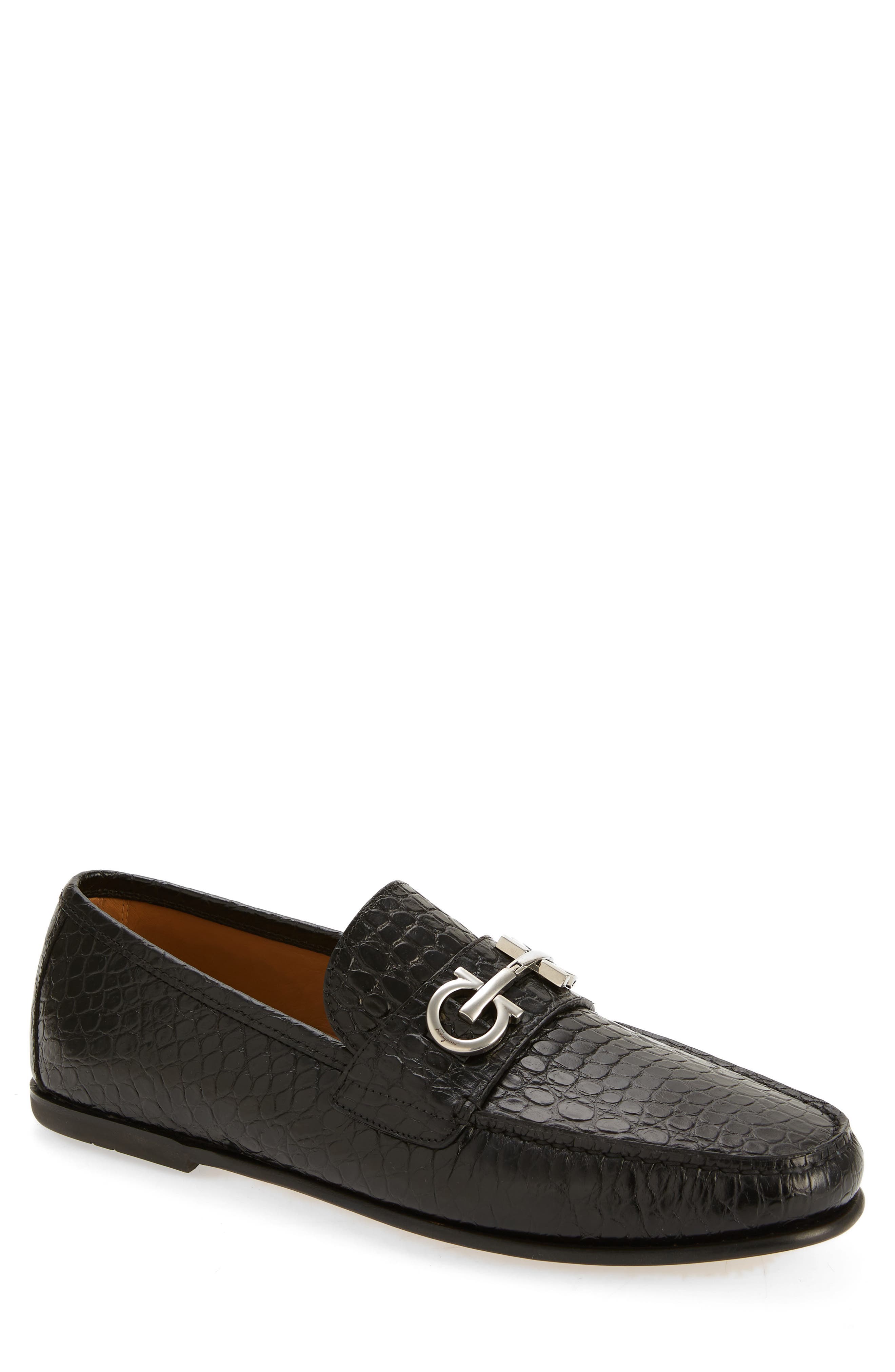 FERRAGAMO Galileo Croc Embossed Loafer, Main, color, 
