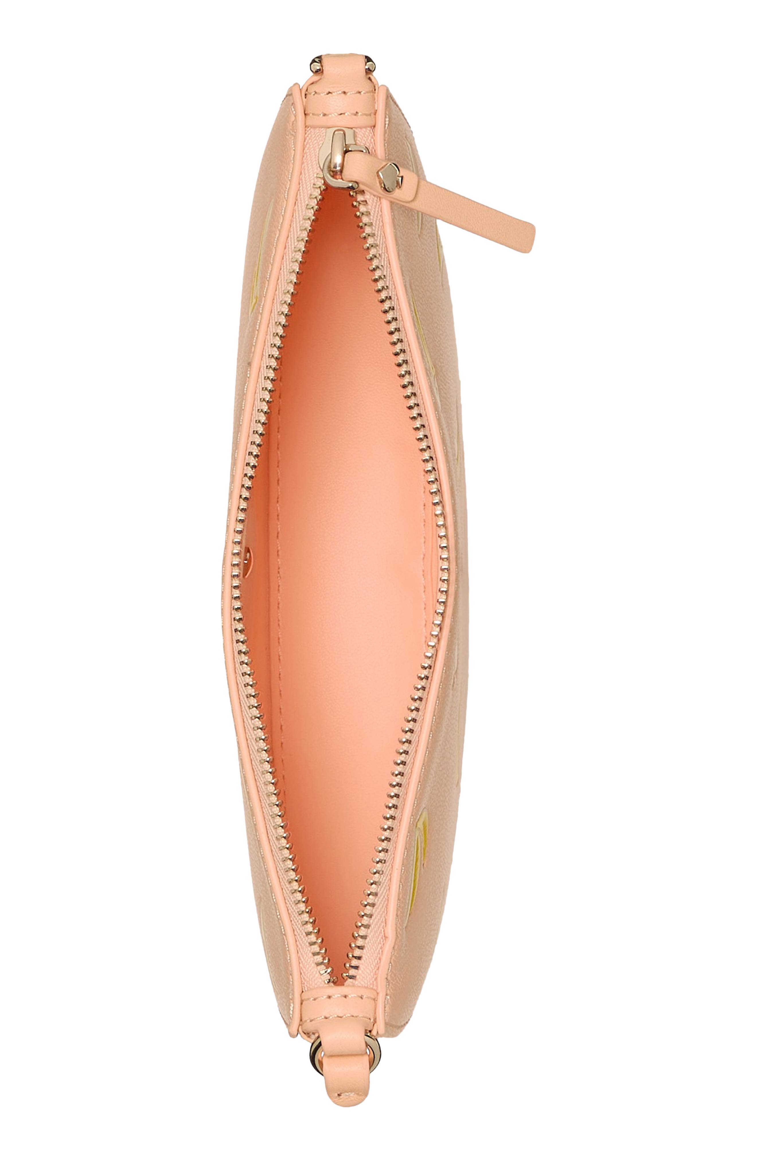 wink leather wristlet, Alternate, color, LIGHT CANTALOUPE