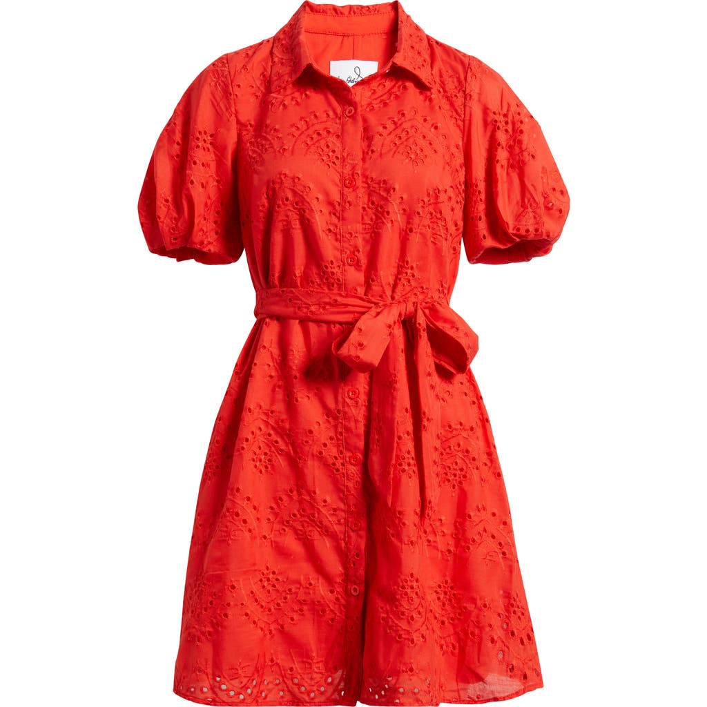 SAM EDELMAN SAM EDELMAN PUFF SLEEVE EYELET SHIRTDRESS