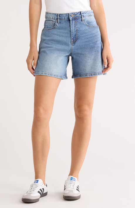 Vigoss High Waist Side Slit Denim Shorts