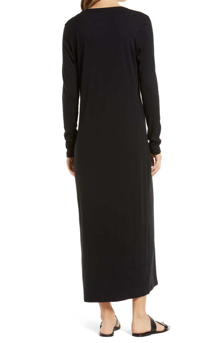 Caslon<sup>®</sup> Split Neck Long Sleeve Cotton Blend Dress, Alternate, color,