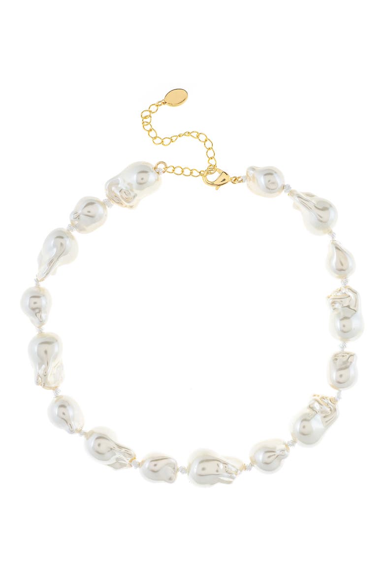 Baroque Faux Pearl Necklace, Main, color, PEARL