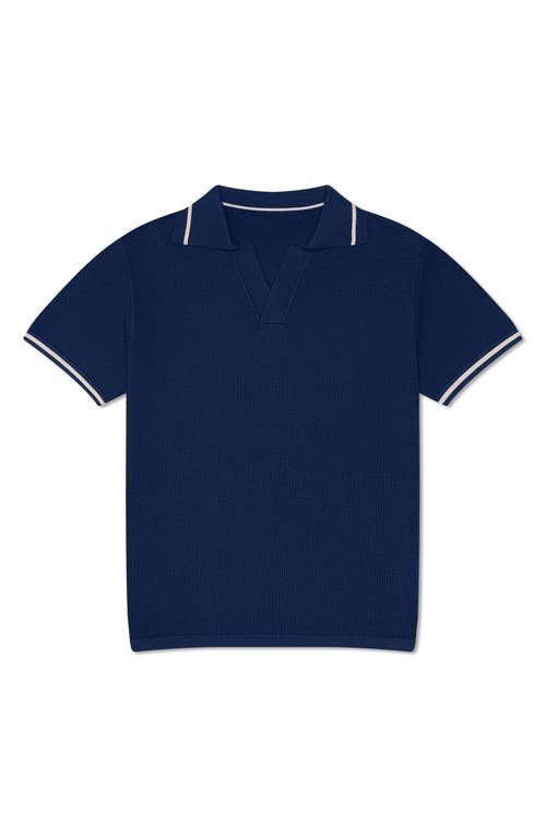 Mavrans Textured Tipped Polo In Blue