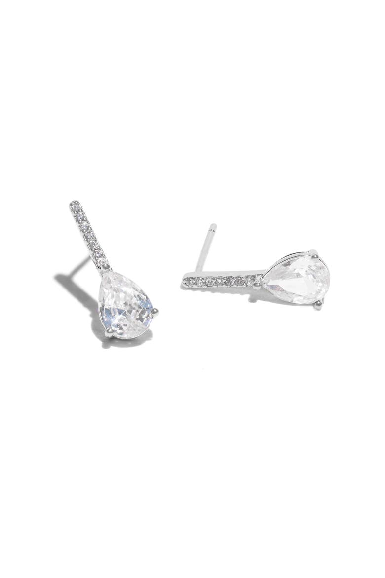 Cape May Pavé Cubic Zirconia Pear Drop Earrings, Alternate, color, SILVER