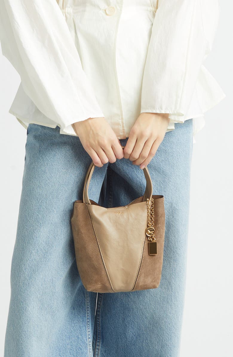 Chloé Small Chloé Spin Leather & Suede Tote, Alternate, color, Boyish Brown