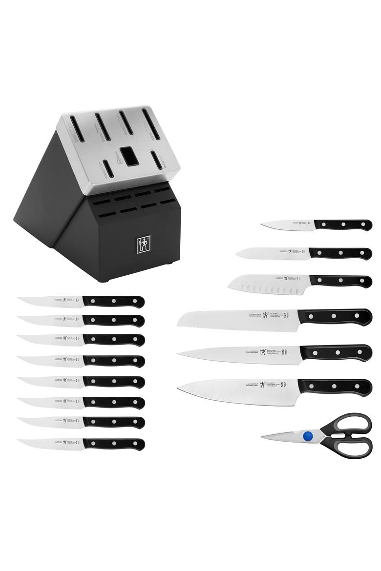 Solution 16-Piece Self Sharpening Knife Block Set, Alternate, color, BLACK