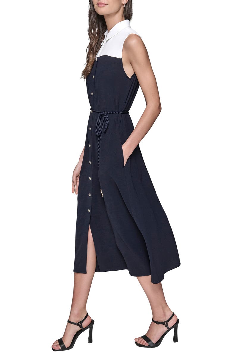 Twill Sleeveless Midi Dress