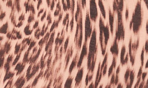 Vince Camuto Split Neck Animal Print Top In Brown