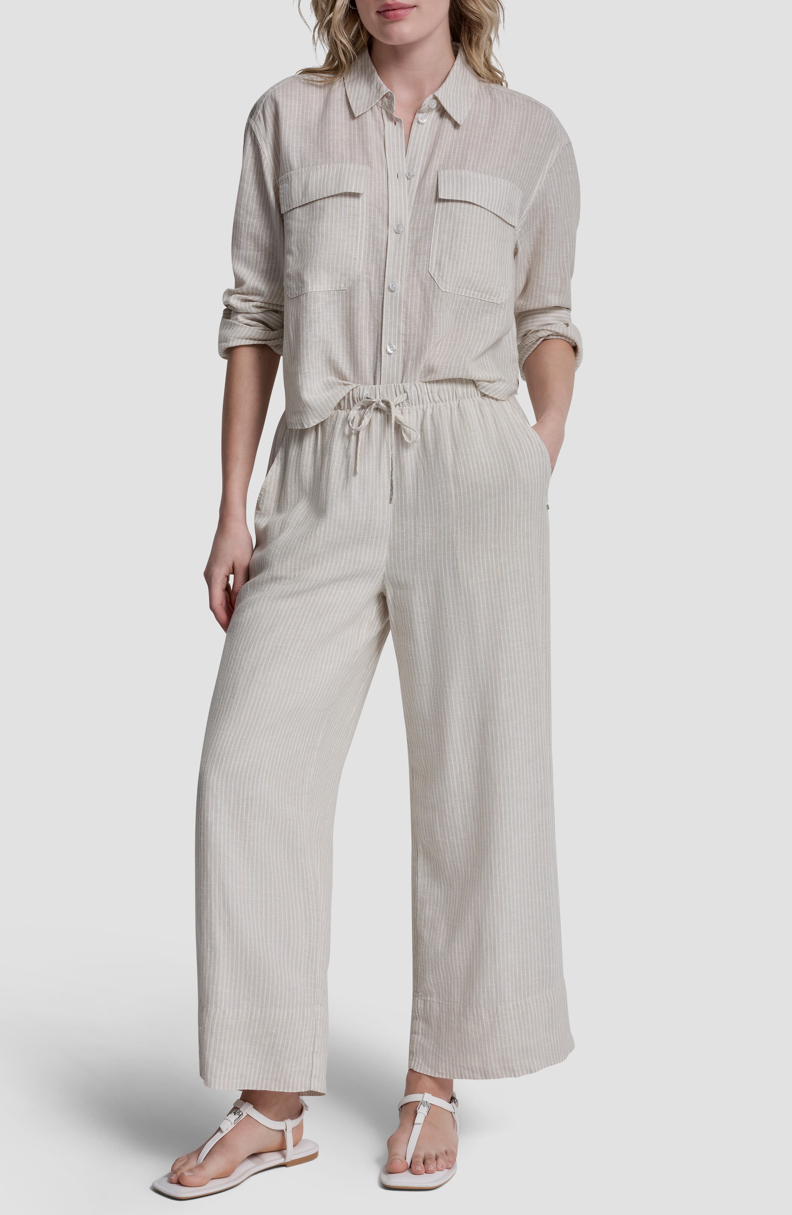 DKNY Jeans High Waist Linen Blend Pants (Women) | Nordstromrack