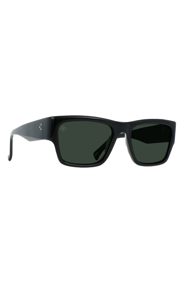 RAEN Rufio 55mm Polarized Rectangular Sunglasses, Alternate, color, Recycled Black/ Green Polar