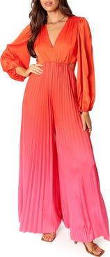 Petal & Pup Krista Long Sleeve Gradient Wide Leg Jumpsuit