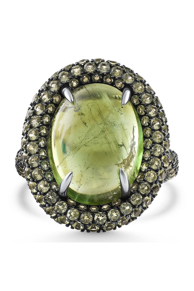 12.21Ct Peridot & Green Tourmaline Heirloom Ring 14k Gold, Alternate, color, 14k White Gold