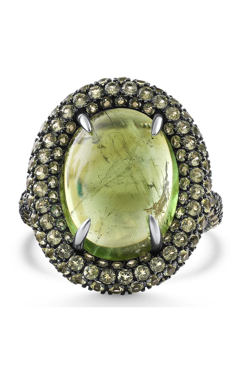 Bliss Diamond 12.21Ct Peridot & Green Tourmaline Heirloom Ring 14k Gold, Main, color, 14K White Gold
