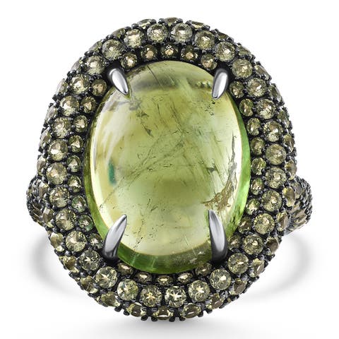12.21Ct Peridot & Green Tourmaline Heirloom Ring 14k Gold