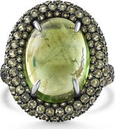 Bliss Diamond 12.21Ct Peridot & Green Tourmaline Heirloom Ring 14k Gold