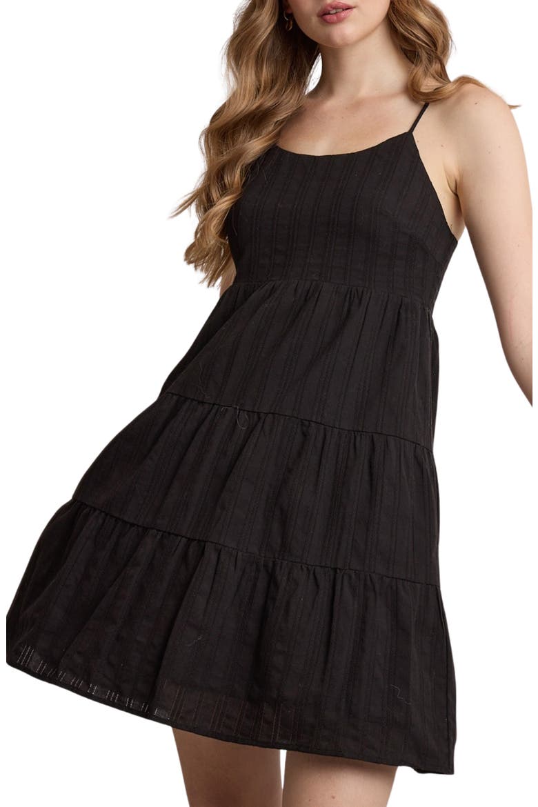 Spaghetti Strap Cotton Minidress, Alternate, color, BLACK