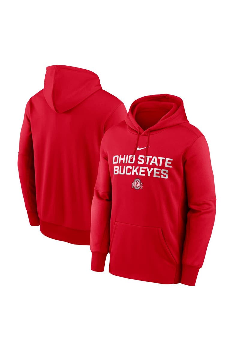 Men's Nike Scarlet Ohio State Buckeyes Team Stacked Performance Pullover Hoodie, Main, color, Scarlet