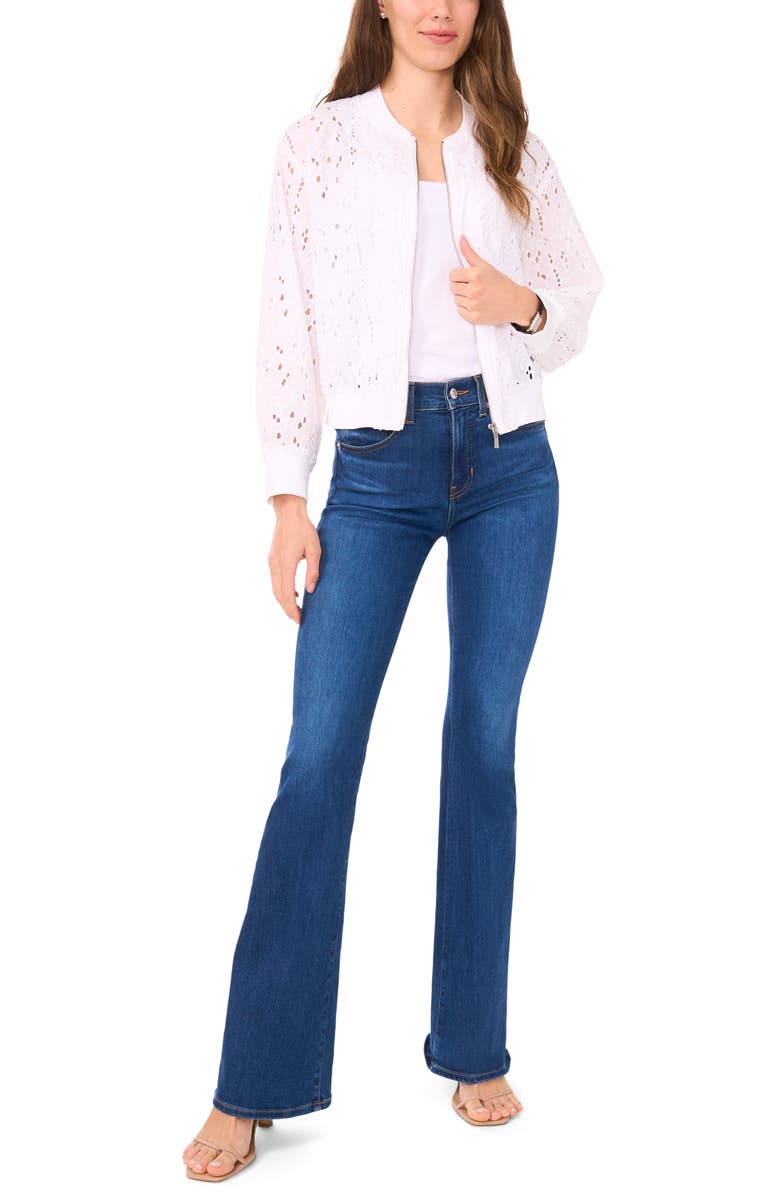 Halogen<sup>®</sup> Embroidered Eyelet Cotton Bomber Jacket, Alternate, color,