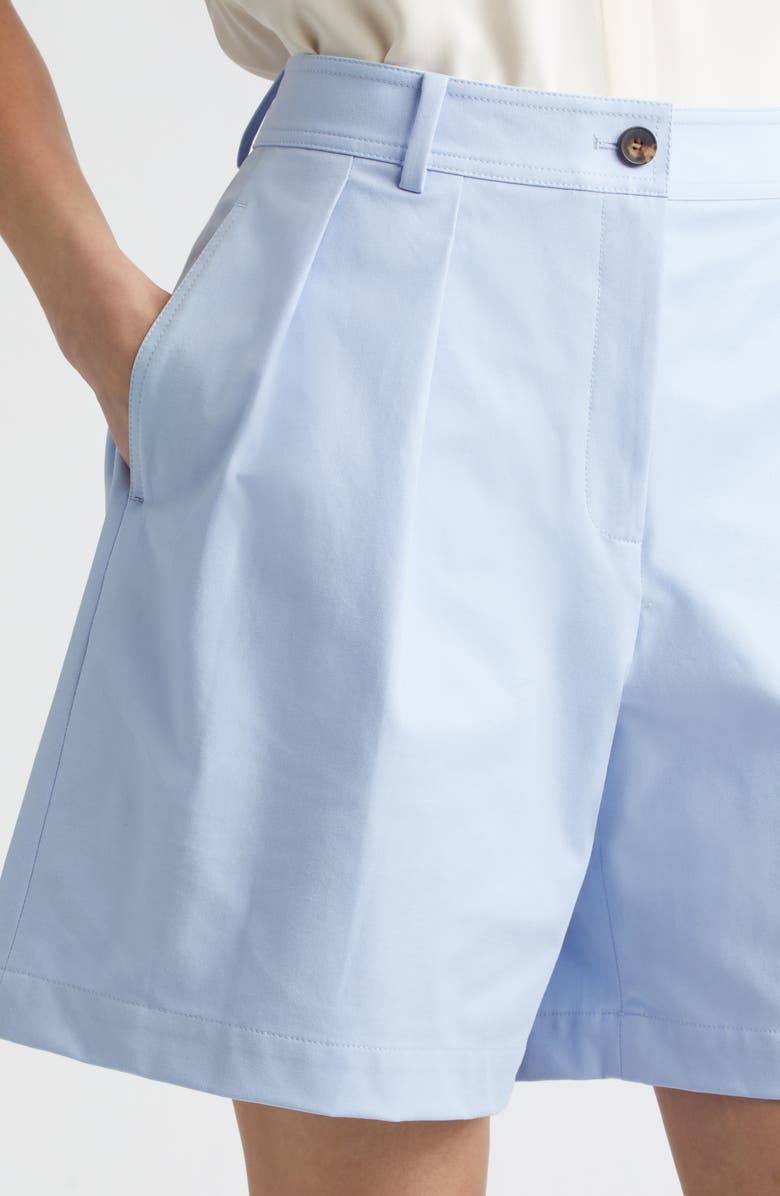 Lafayette 148 New York Park Pleated Techno Stretch Twill Wide Leg Shorts, Alternate, color, Skyline Blue