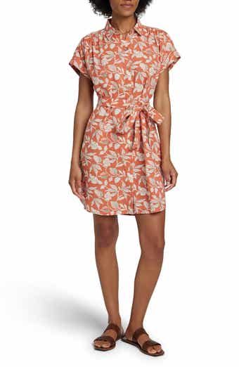 Faherty Breeze Stripe Belted Linen Blend Shirtdress