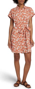 Faherty Breeze Stripe Belted Linen Blend Shirtdress